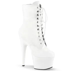 ADORE-1020 Pleaser White Lace Up Pole Dancing Ankle Boots