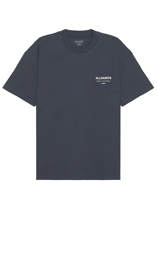 ALLSAINTS Underground Short Sleeve Crew in Slate