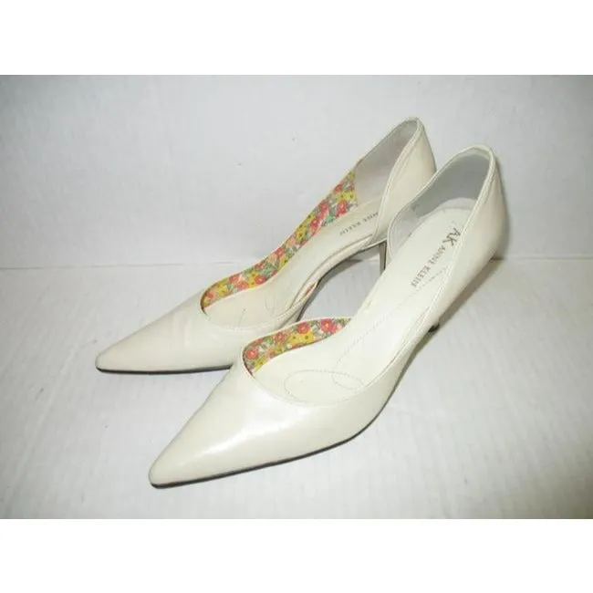 Anne Klein Cream Pointed Toe D Orsay Heels Pumps Size Us
