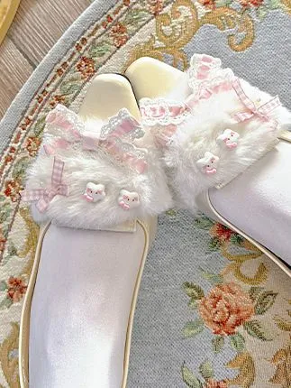 Apricot Pointed Toe Bow at Top Heel Slip-in Flats