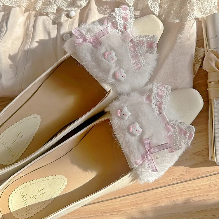 Apricot Pointed Toe Bow at Top Heel Slip-in Flats