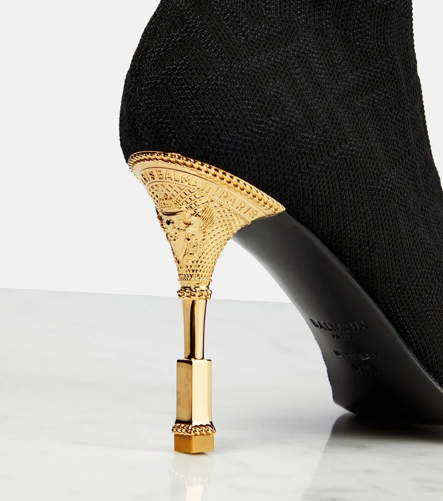 Balmain Moneta monogram mesh over-the-knee boots