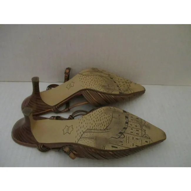 Bella Vita Bronze Metallic Taupe Slingback Pointed Toe Pumps Size Us