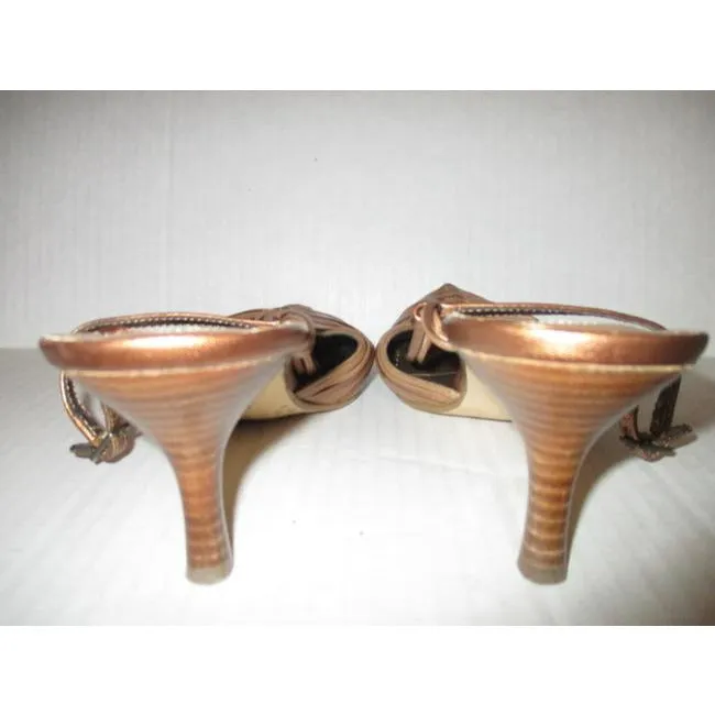 Bella Vita Bronze Metallic Taupe Slingback Pointed Toe Pumps Size Us
