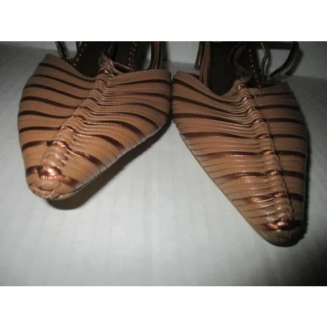 Bella Vita Bronze Metallic Taupe Slingback Pointed Toe Pumps Size Us