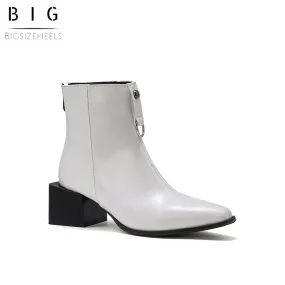 Bigsizeheels Sexy back zipper ankle boots - White