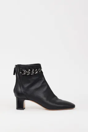 Black Leather & Chain Cutout Boot