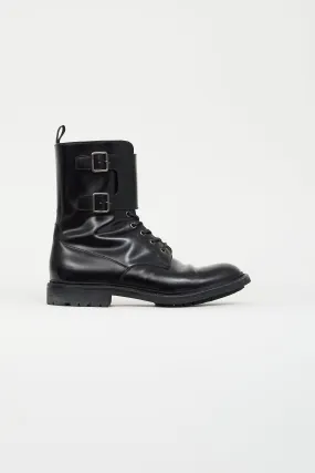 Black Leather Carly 2 Combat Boot