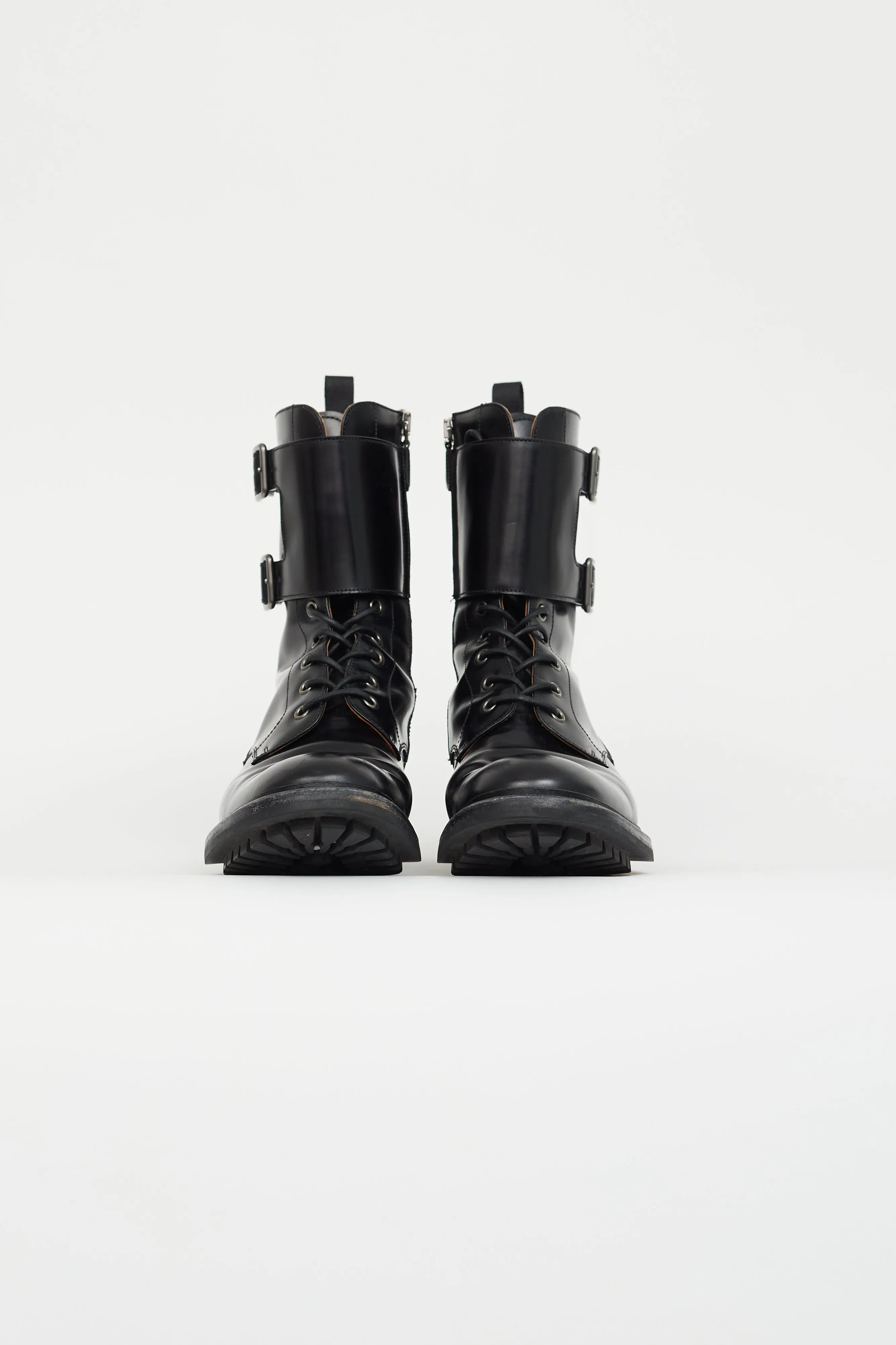 Black Leather Carly 2 Combat Boot