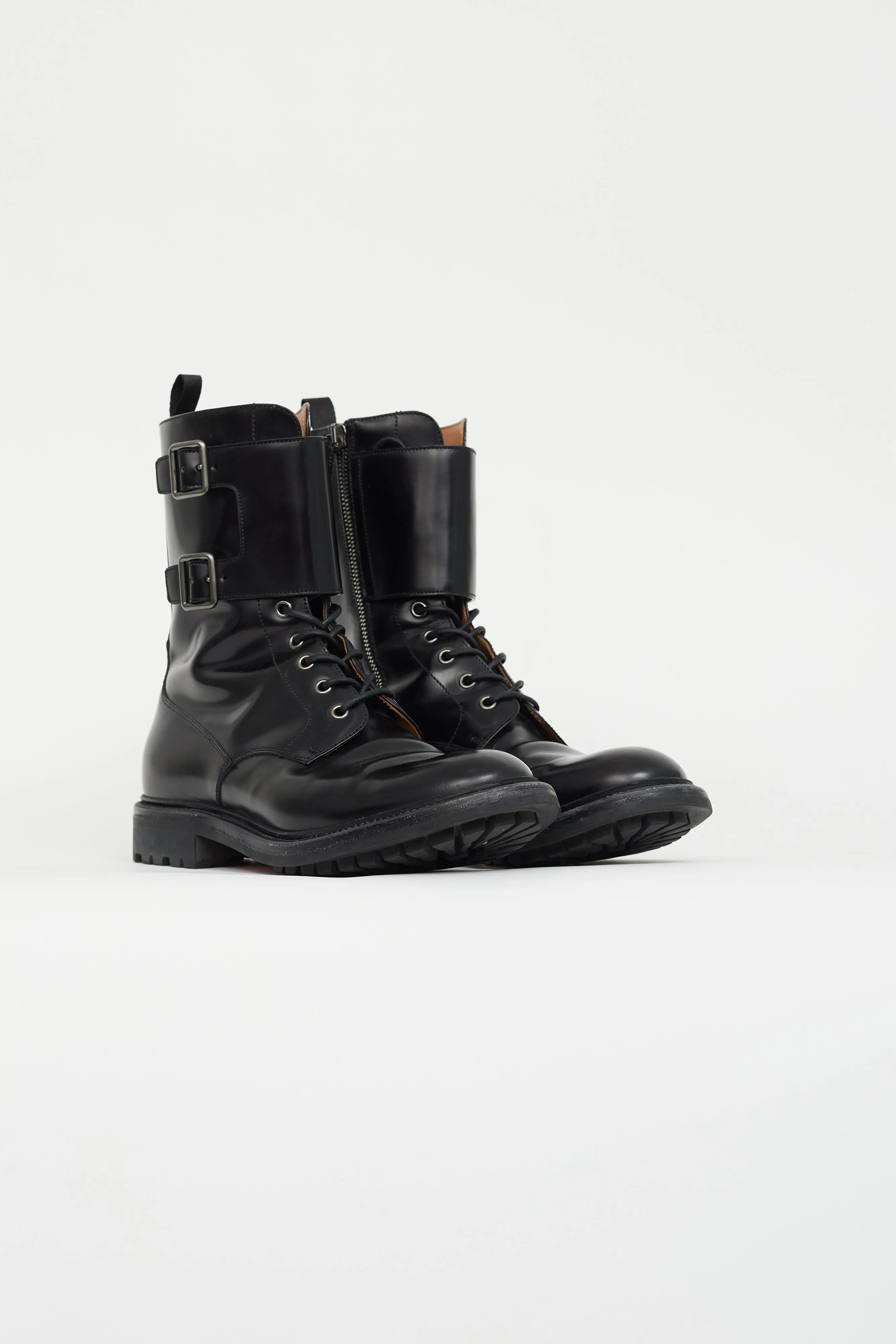 Black Leather Carly 2 Combat Boot