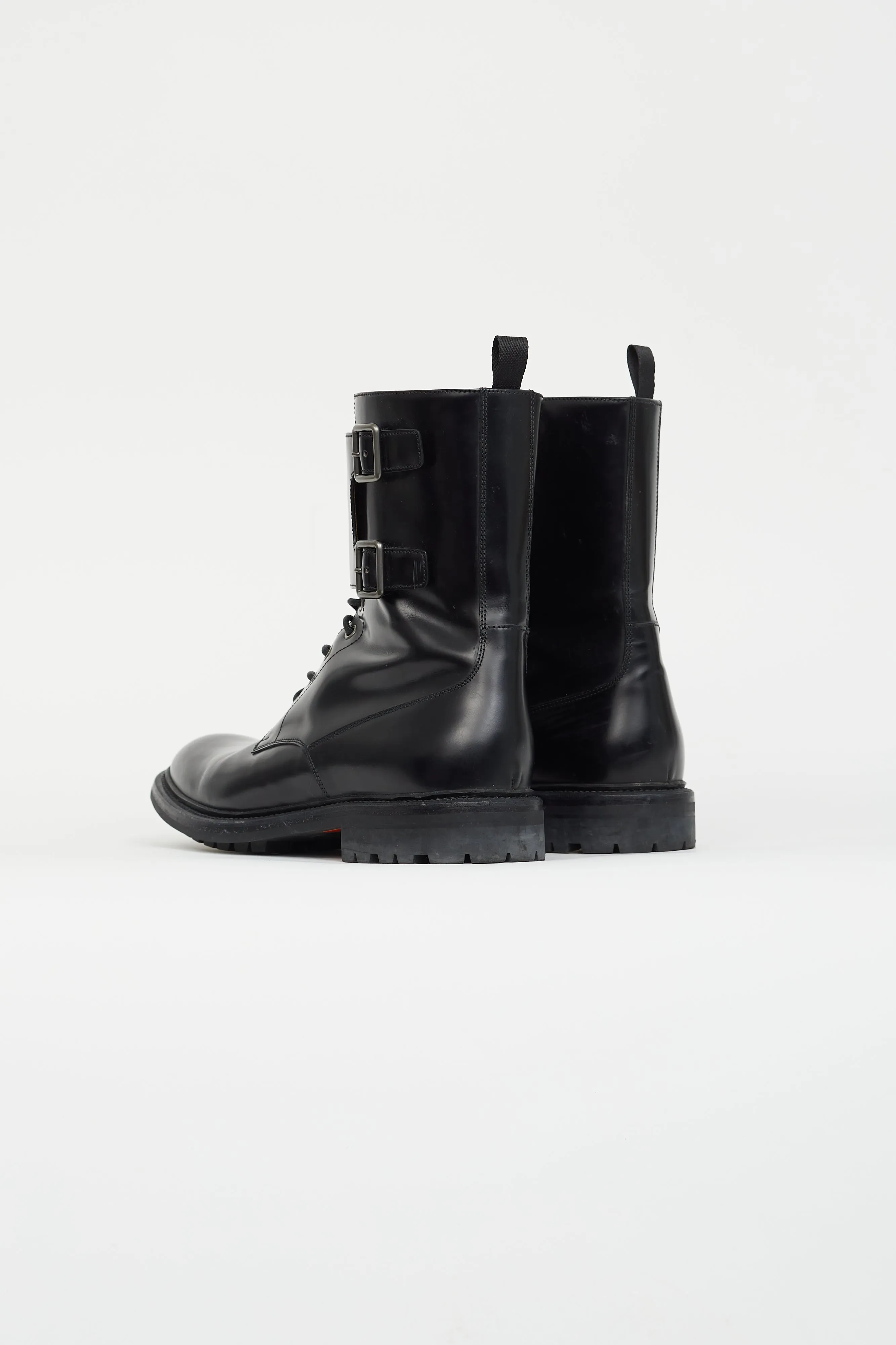 Black Leather Carly 2 Combat Boot