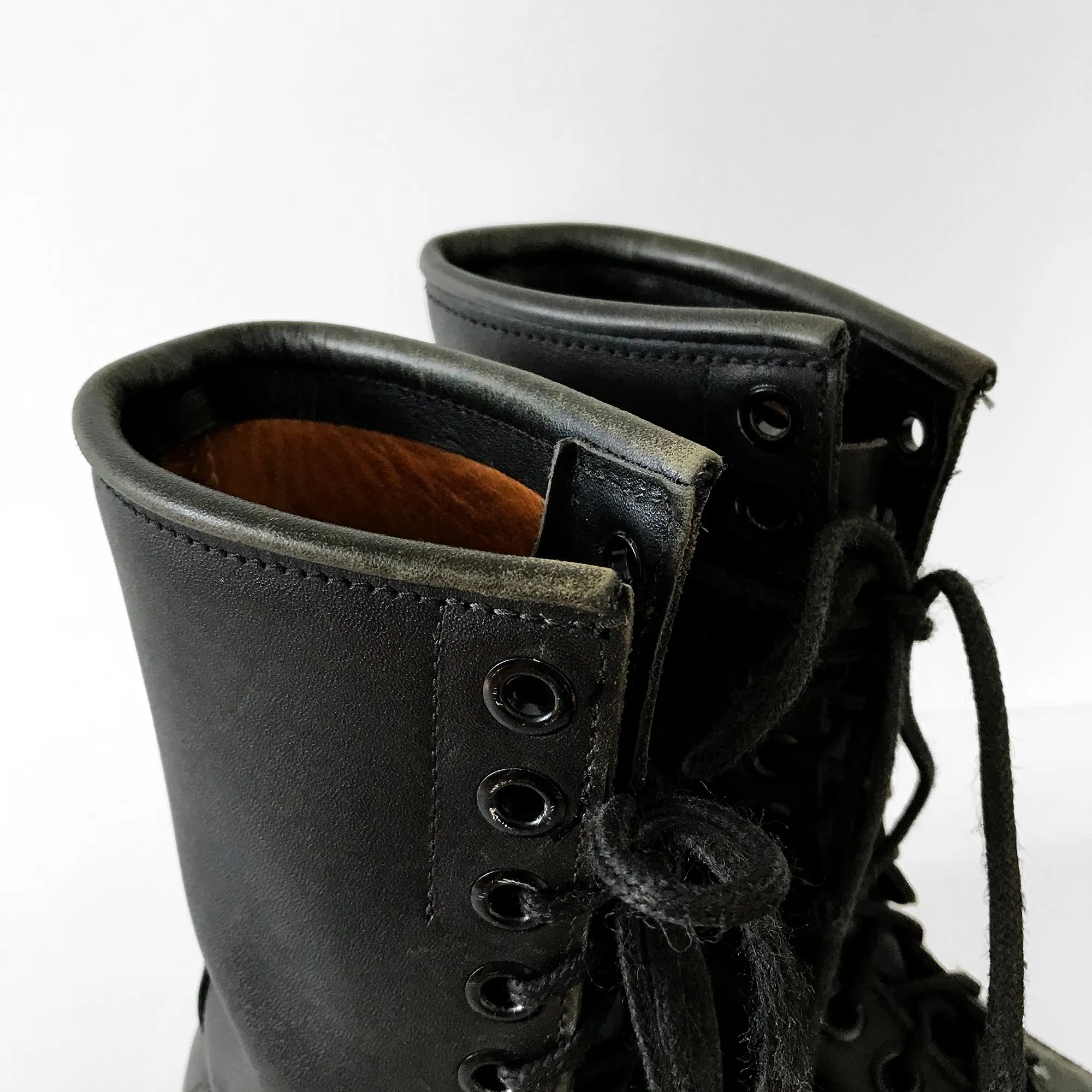 Black Leather Heavy Duty Military Lace-Up Combat Boots