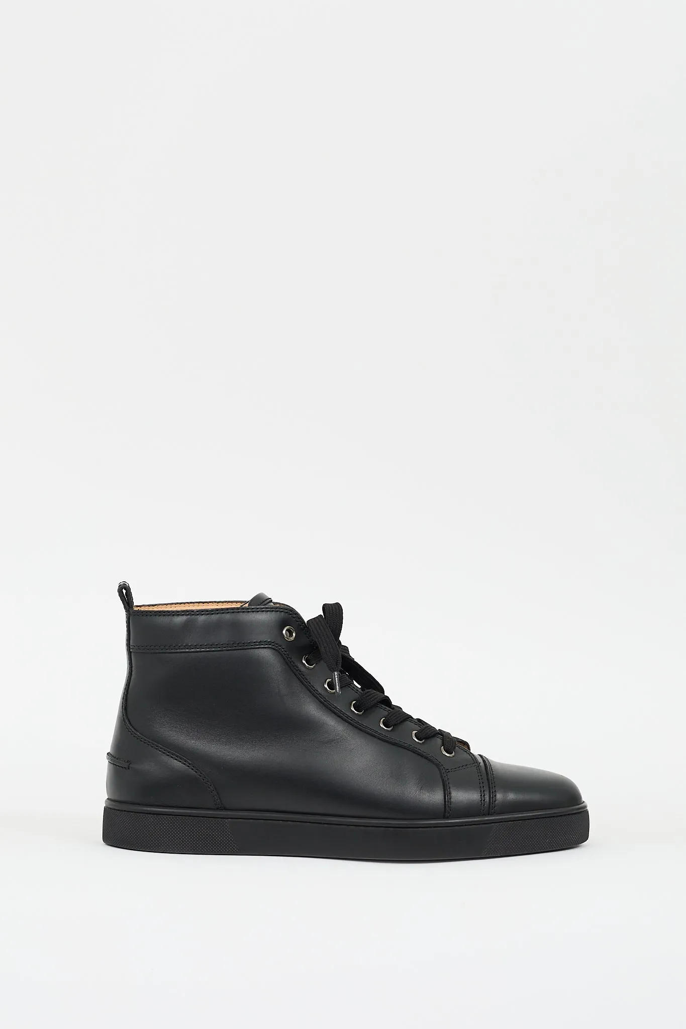 Black Leather Louis High Top Sneaker