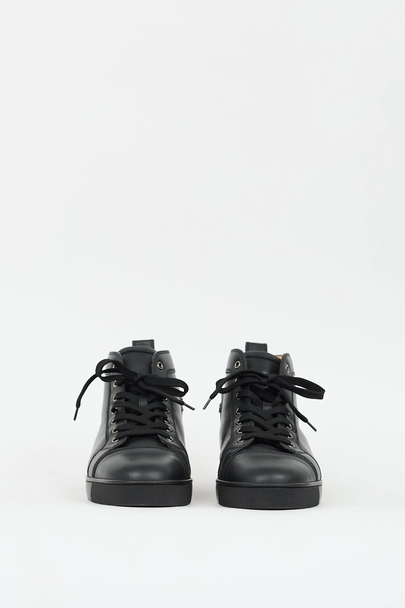 Black Leather Louis High Top Sneaker