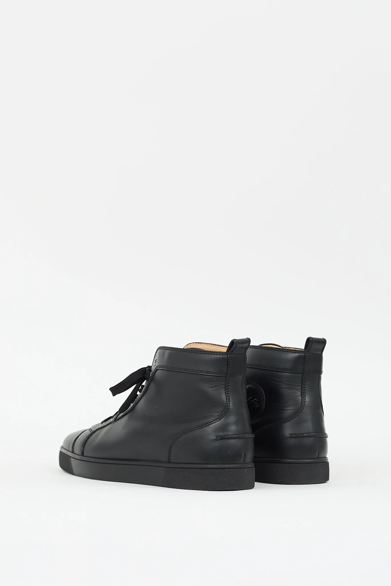 Black Leather Louis High Top Sneaker