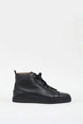Black Leather Louis High Top Sneaker