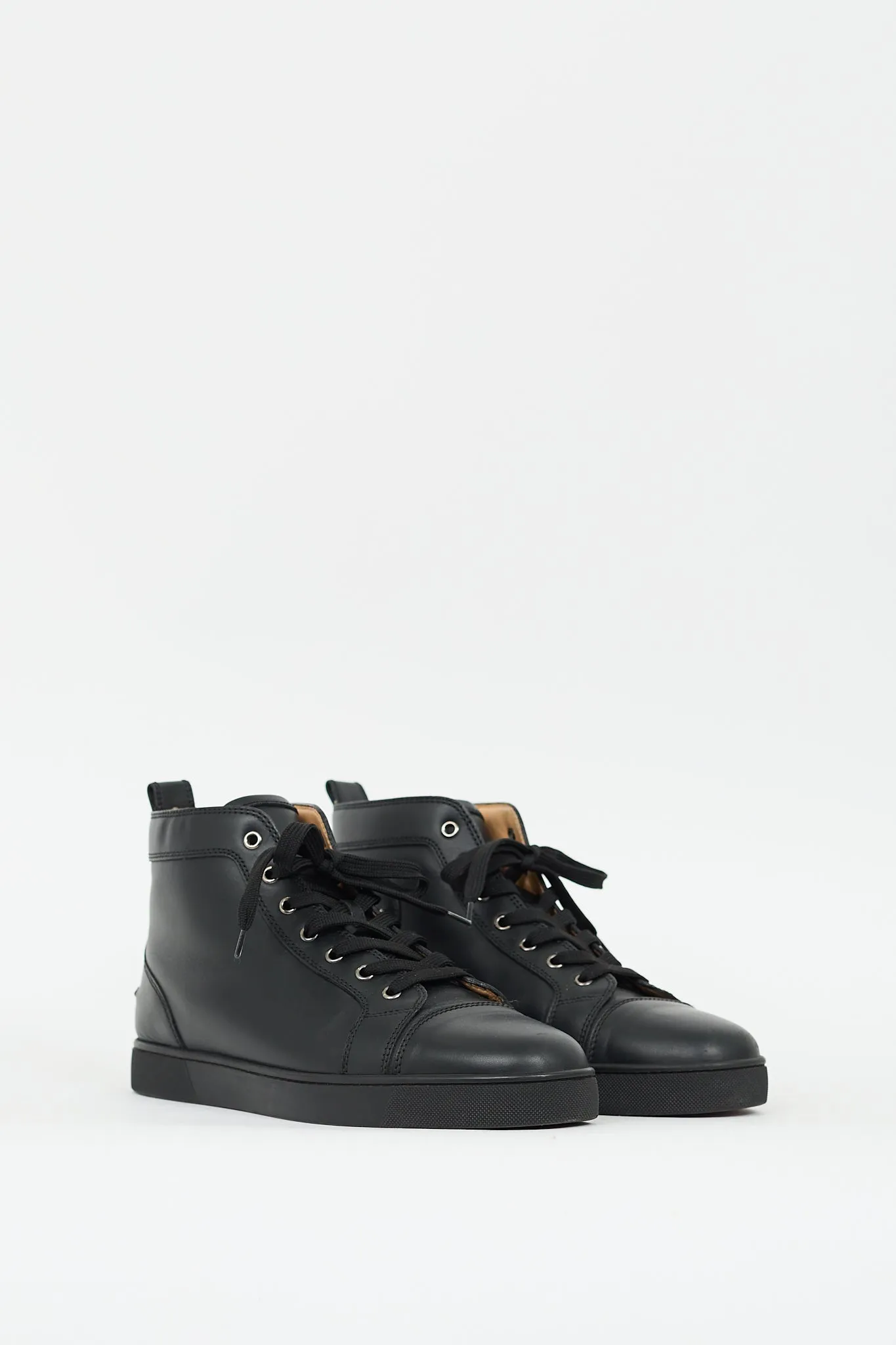 Black Leather Louis High Top Sneaker