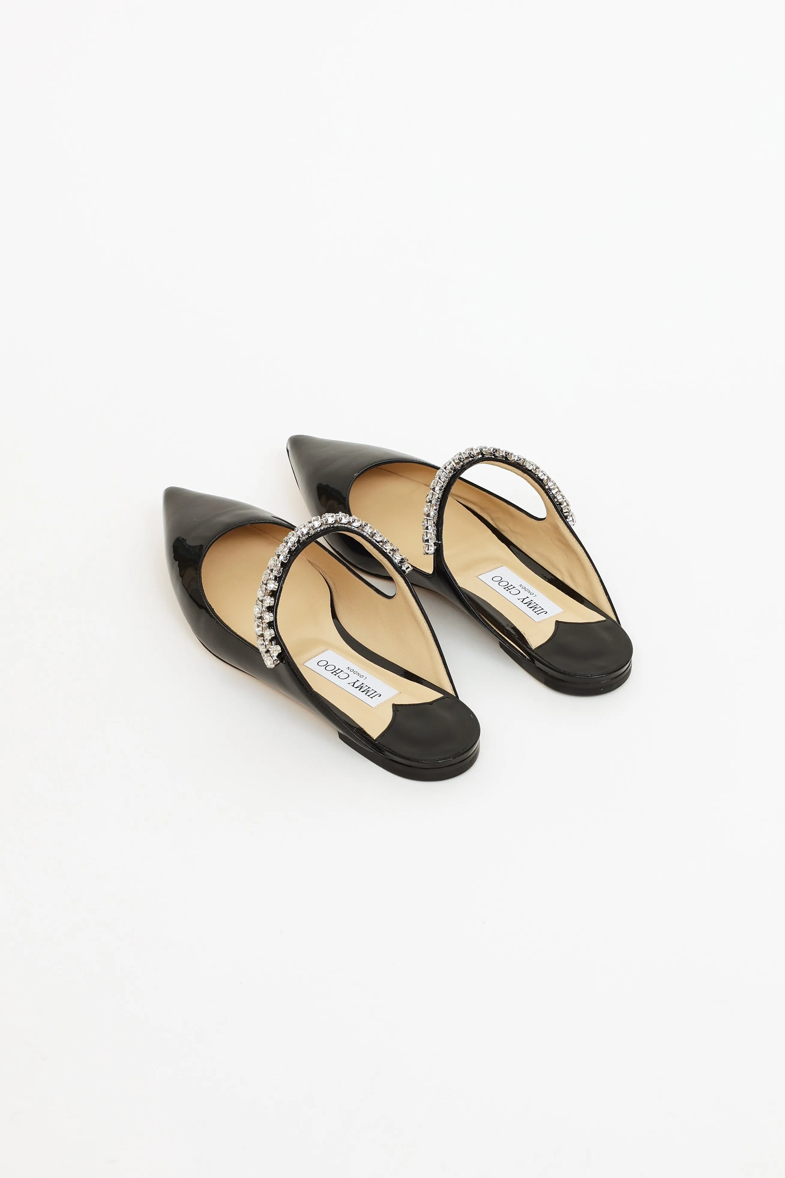 Black Patent Bing Crystal Mule Flat