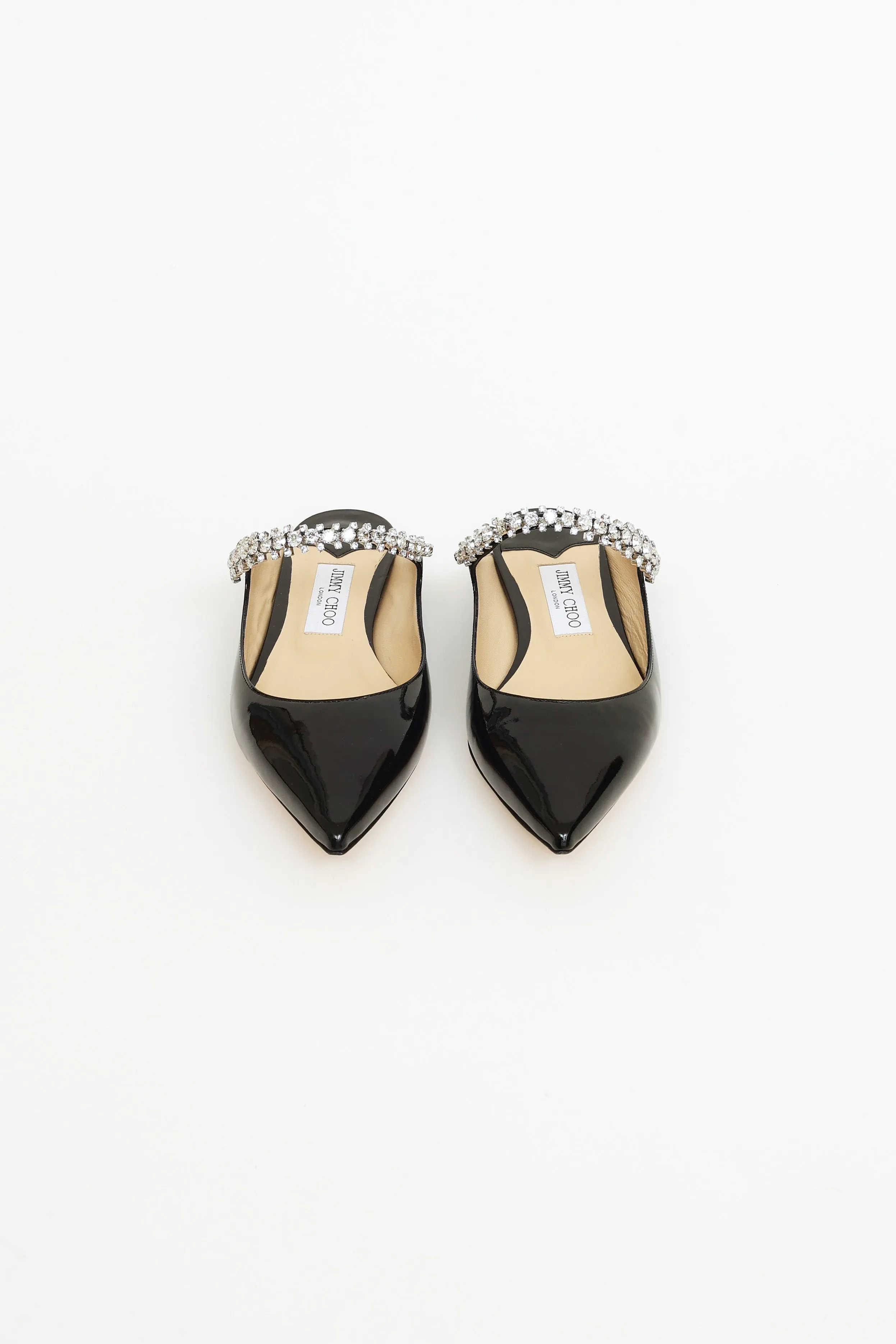 Black Patent Bing Crystal Mule Flat