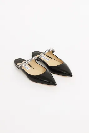 Black Patent Bing Crystal Mule Flat