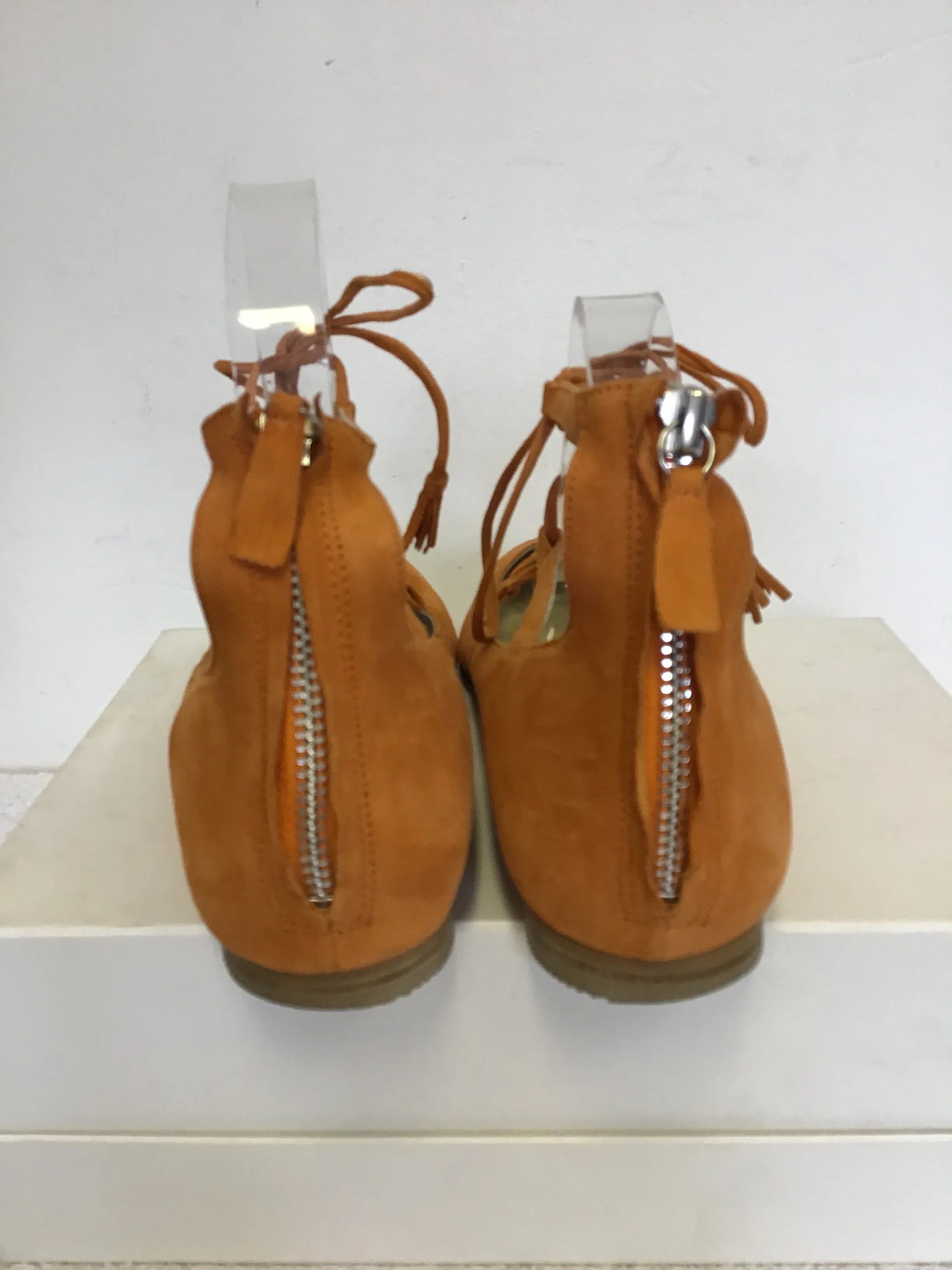 BODEN APRICOT SUEDE LACE UP TIE FRONT FLATS SIZE 7/40
