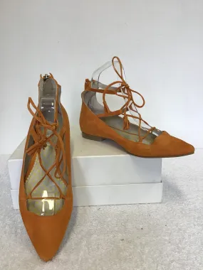 BODEN APRICOT SUEDE LACE UP TIE FRONT FLATS SIZE 7/40