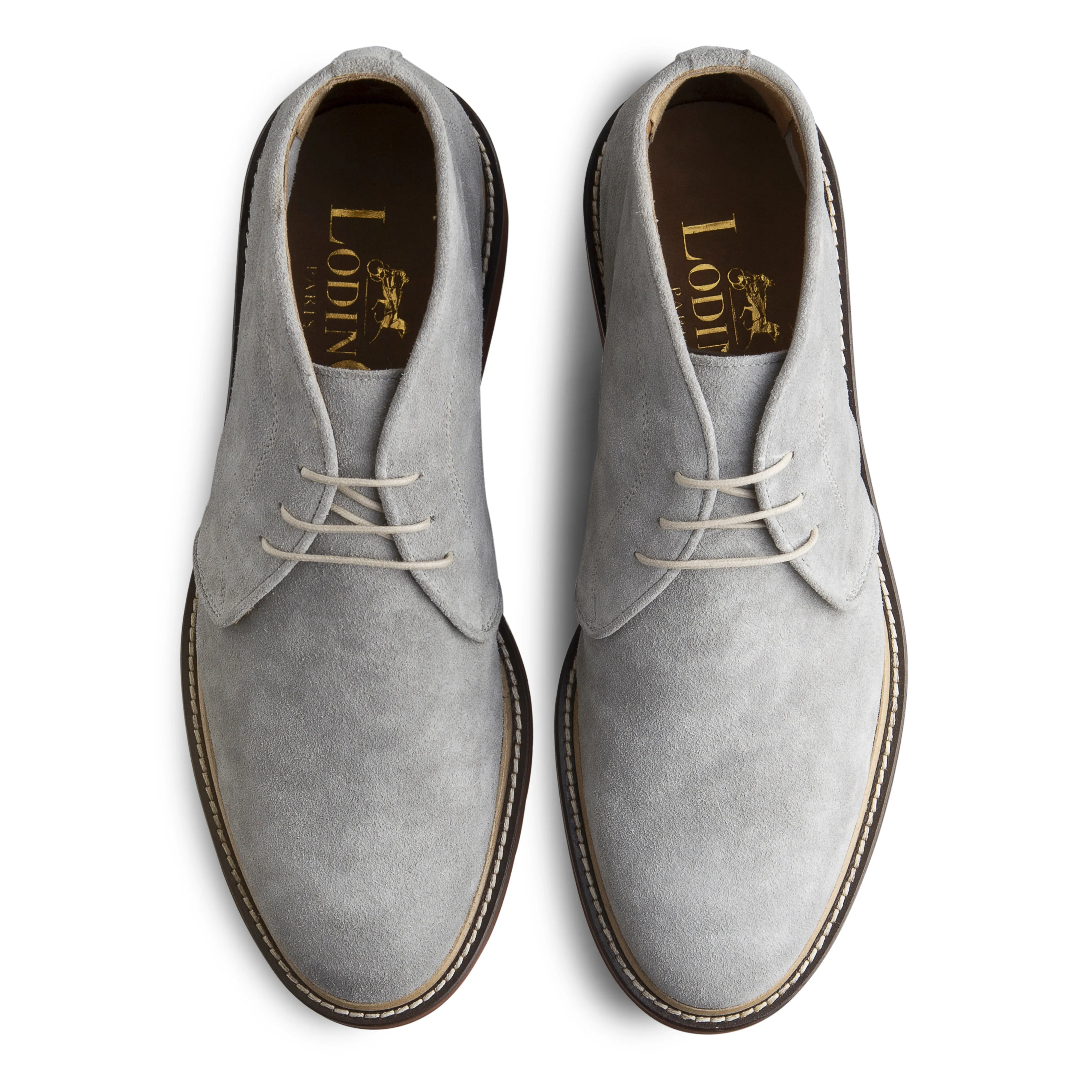 Bottines Desert Boots pour homme veau velours gris bleu Brivio 702