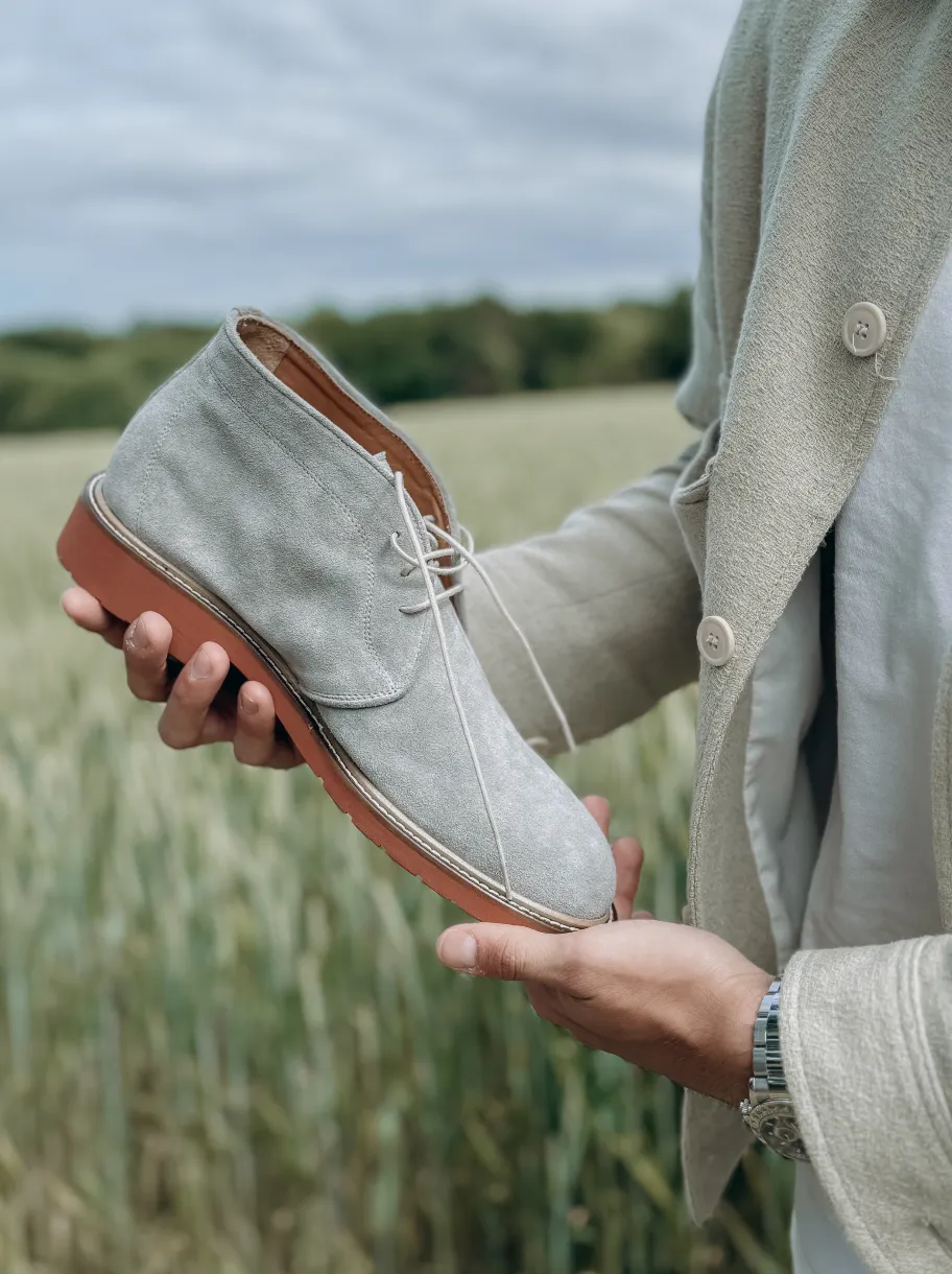 Bottines Desert Boots pour homme veau velours gris bleu Brivio 702