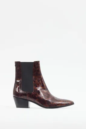 Brown & Black Patent Leather Printed Boot