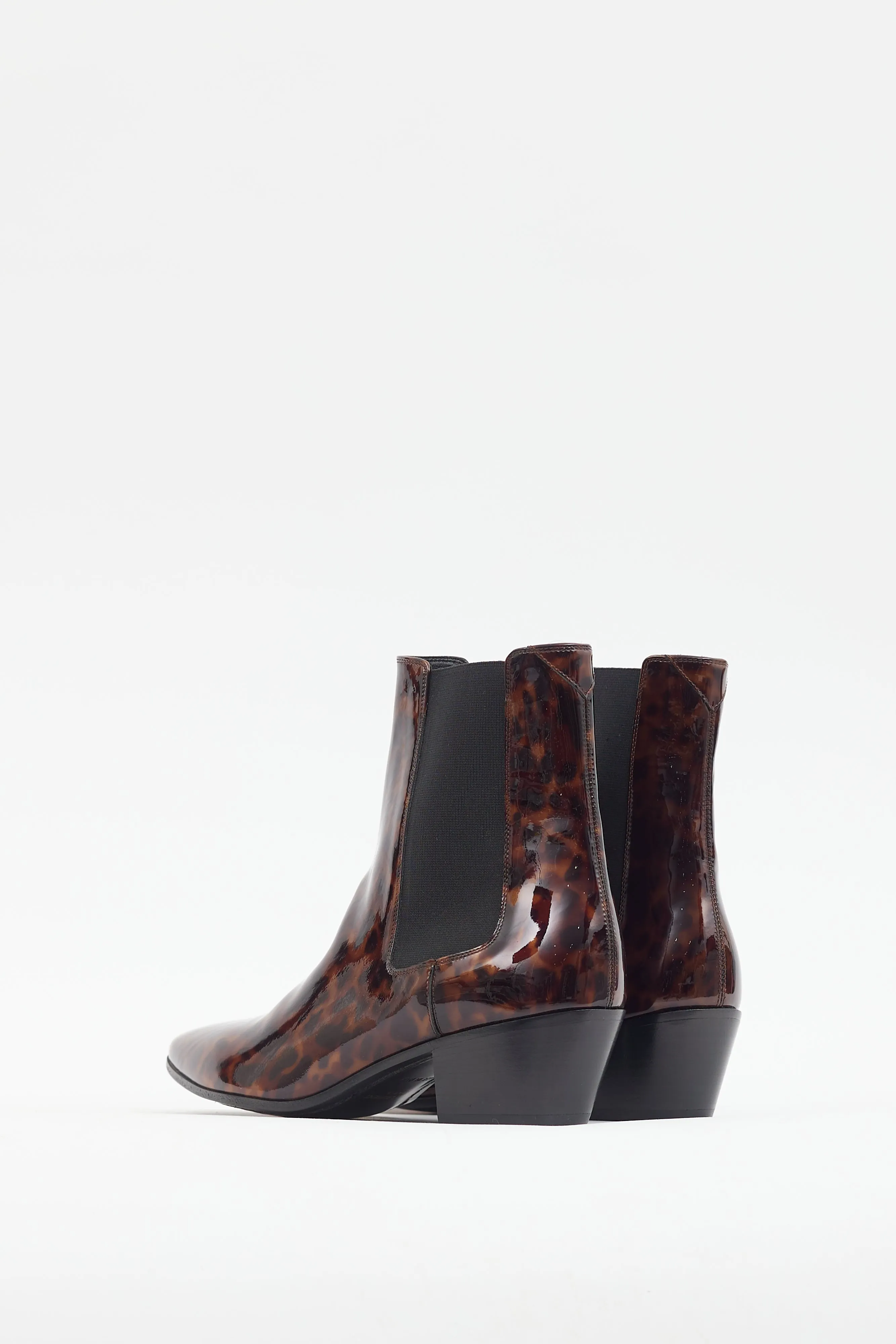 Brown & Black Patent Leather Printed Boot
