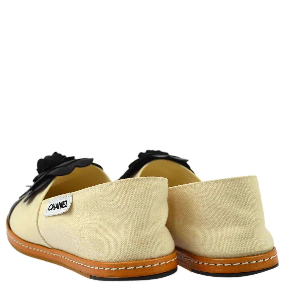 Chanel * Camellia Flat Shoes Beige Black