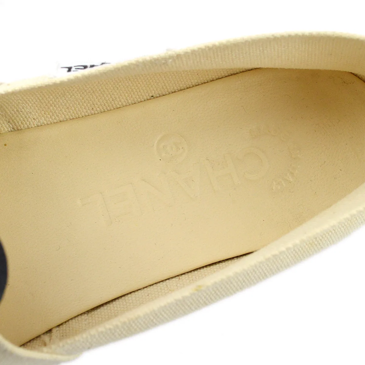 Chanel * Camellia Flat Shoes Beige Black