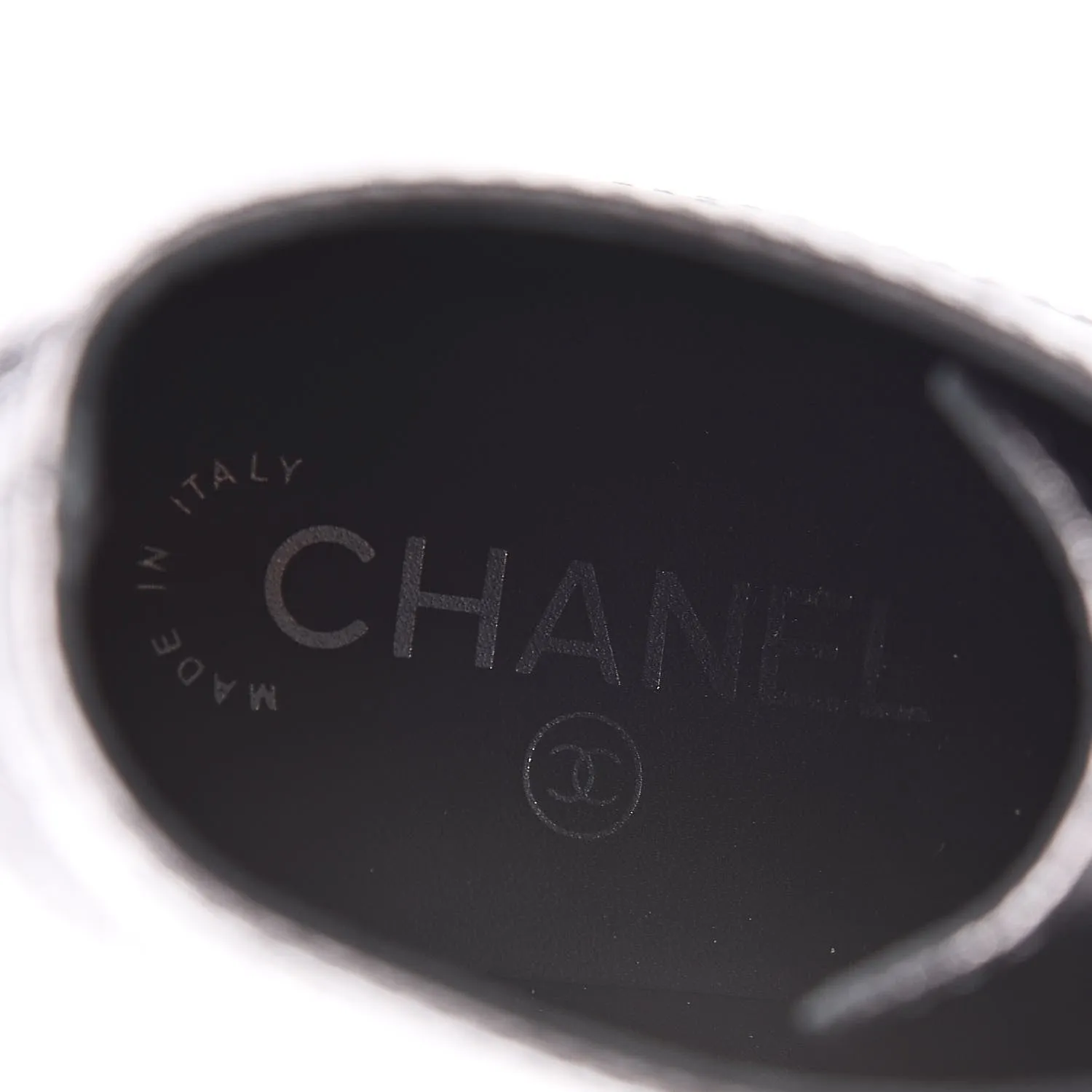 CHANEL CC METALLIC LACE UP COMBAT BOOTS