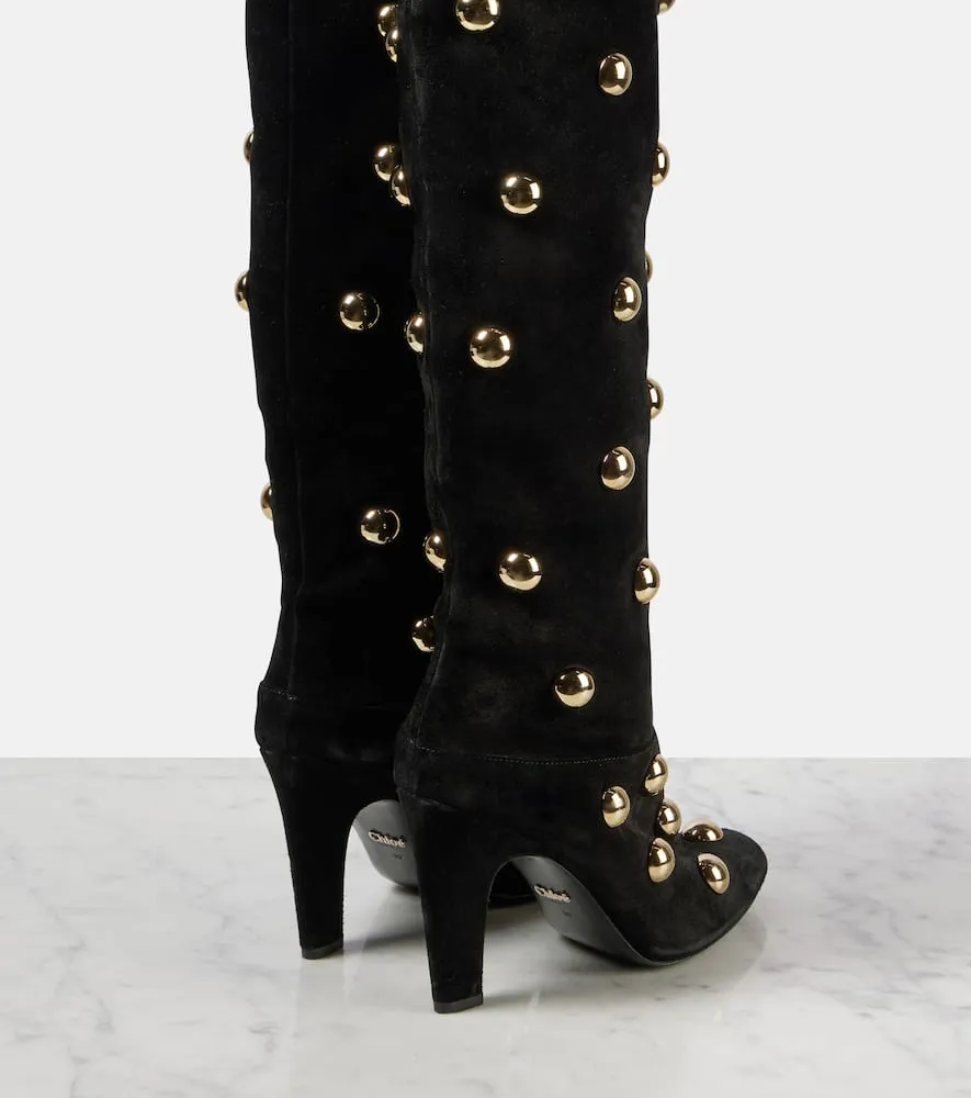 Chloe Eve 85 embellished suede over-the-knee boots