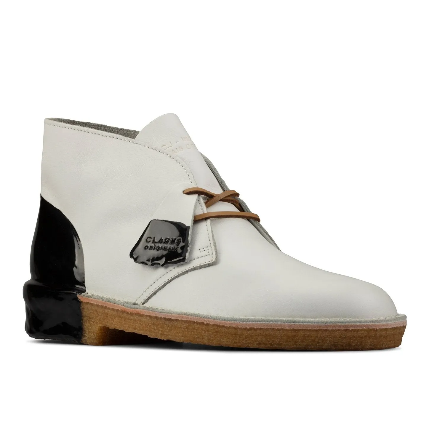 Clarks Originals Men's Two Tone Leather Desert Boots Black White 26159092