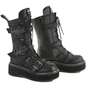 Cryptic Goth Platform Combat Boots Skeleton Buckle Straps Emily 82 Cryptic Goth Platform Combat Boots Skeleton Buckle Straps Emily 82
