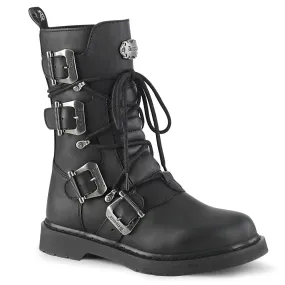 DemoniaCult Bolt 265 Unisex/Mens 1 1/4 Inch Heel, Front Lace, Combat Calf Length Boots