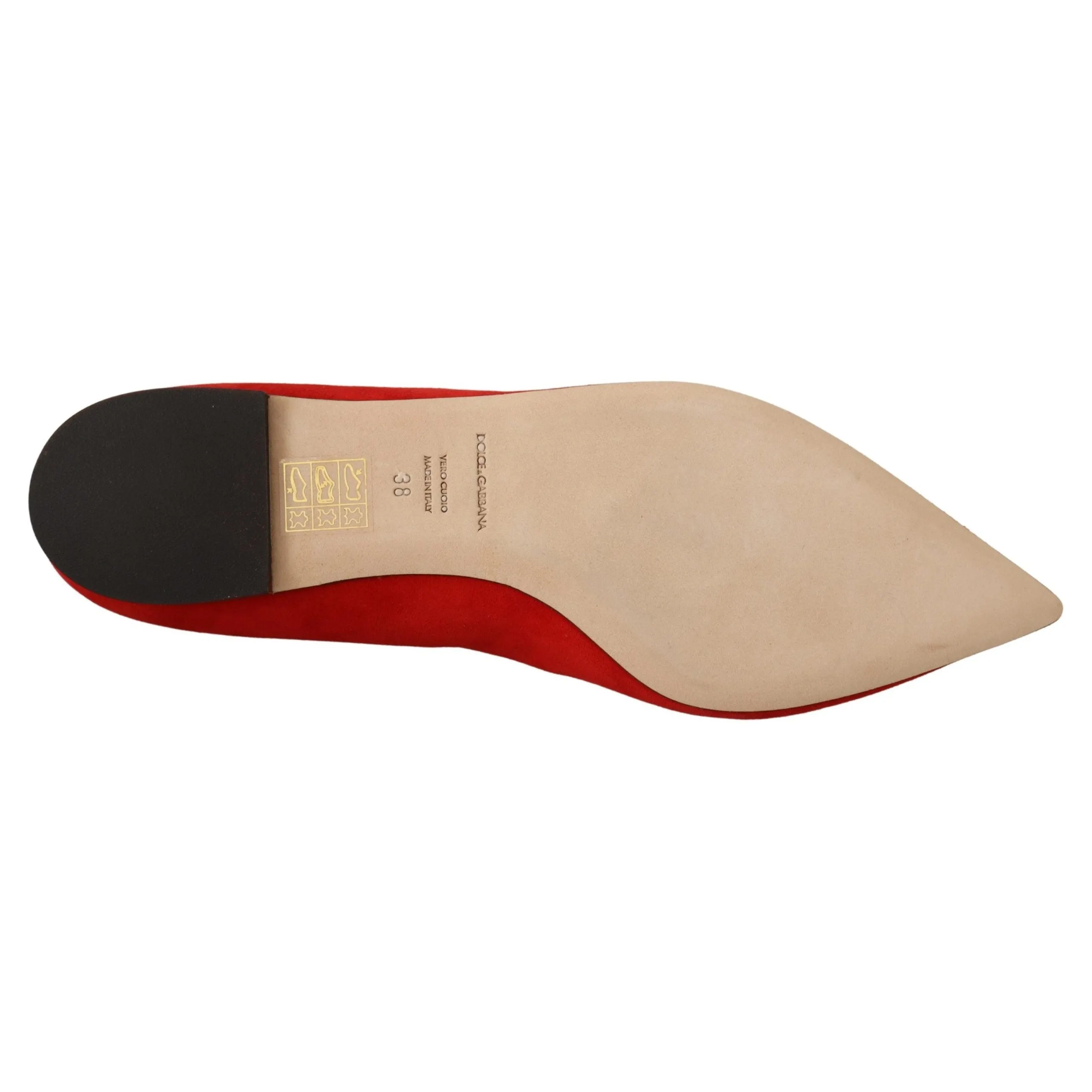 Dolce & Gabbana Crystal Embellished Red Suede Flats