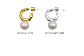 EB2099M Brass Hoop Earring With Pearl Ball