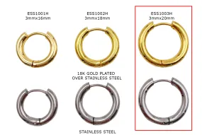 ESS1003H Stainless Steel Earring Hoops 3mmx20mm