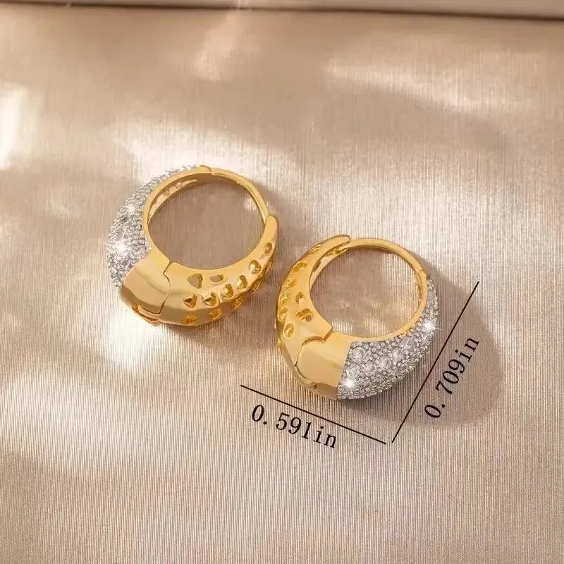 Fashion Shiny Cubic Zircon Hoop Earrings for Girls Women