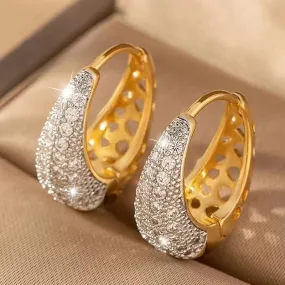 Fashion Shiny Cubic Zircon Hoop Earrings for Girls Women