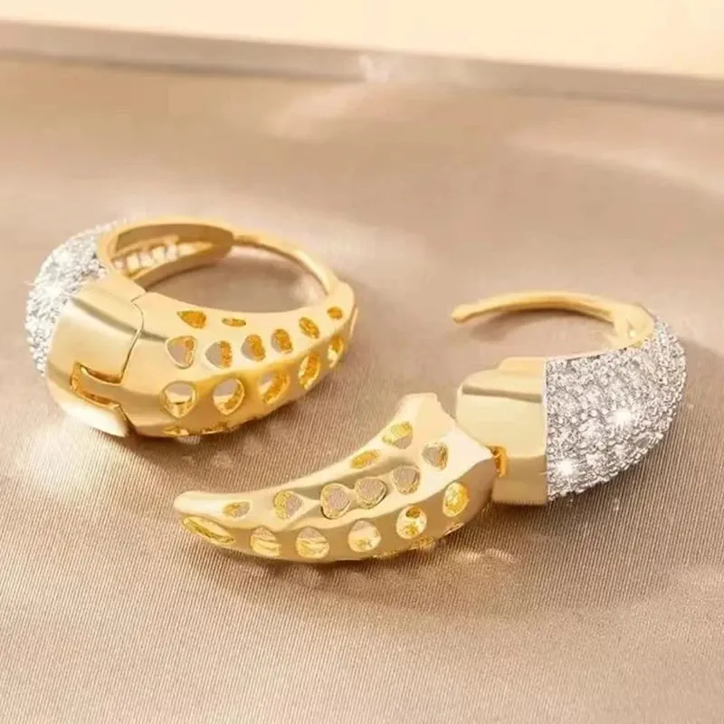 Fashion Shiny Cubic Zircon Hoop Earrings for Girls Women