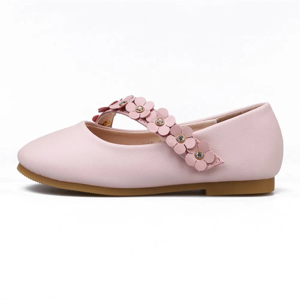 Girl's Flower Mary Jane Shoes Ballet Flats with Easy Strap (Toddler/Little Kid)