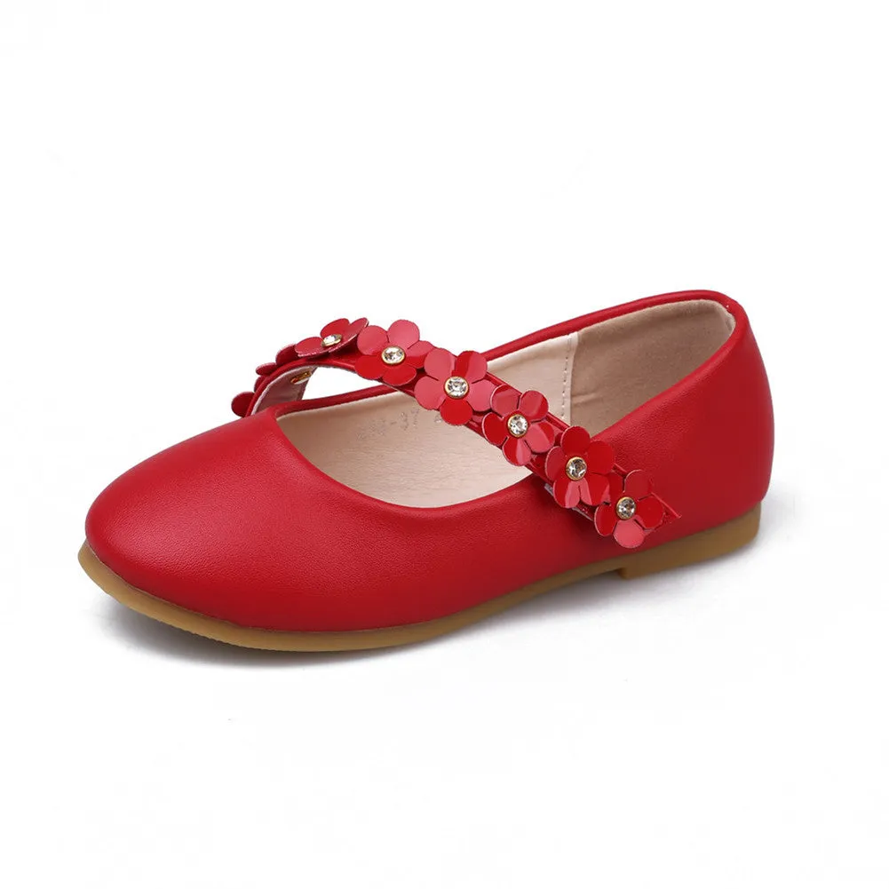 Girl's Flower Mary Jane Shoes Ballet Flats with Easy Strap (Toddler/Little Kid)
