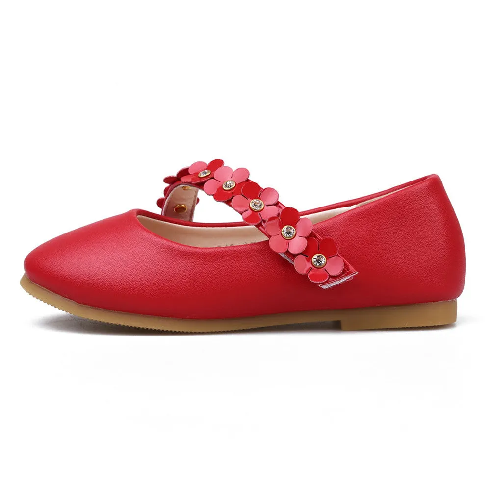 Girl's Flower Mary Jane Shoes Ballet Flats with Easy Strap (Toddler/Little Kid)