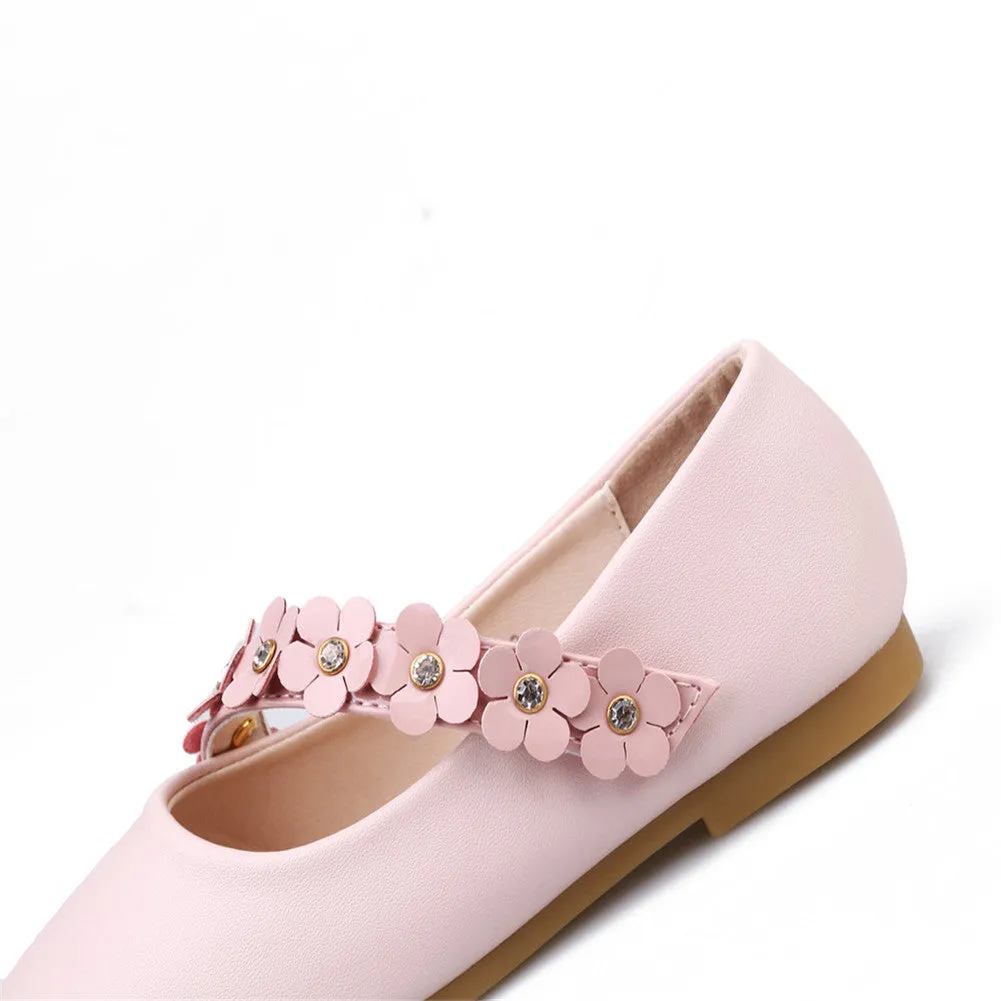 Girl's Flower Mary Jane Shoes Ballet Flats with Easy Strap (Toddler/Little Kid)