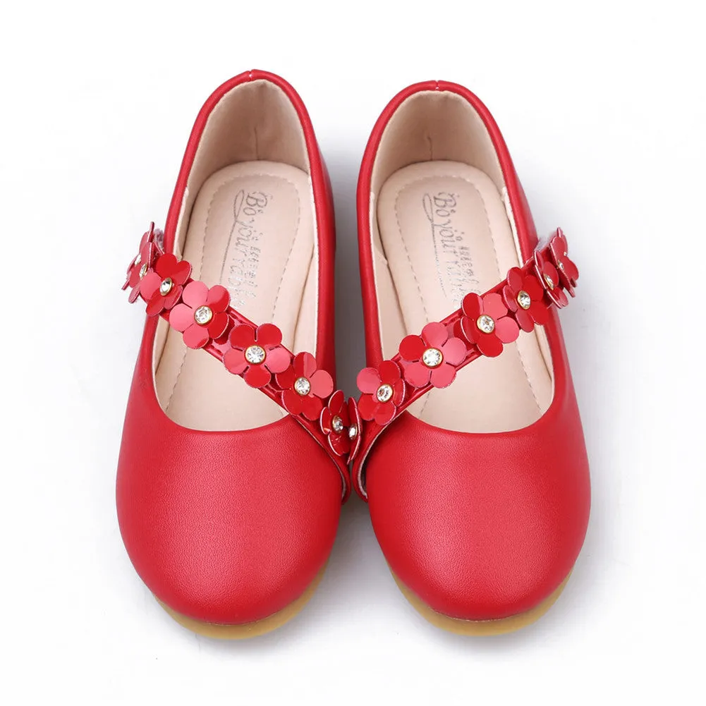 Girl's Flower Mary Jane Shoes Ballet Flats with Easy Strap (Toddler/Little Kid)