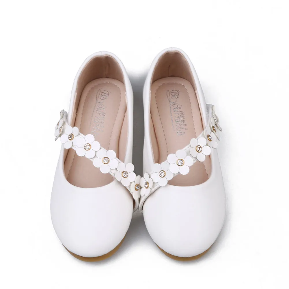 Girl's Flower Mary Jane Shoes Ballet Flats with Easy Strap (Toddler/Little Kid)