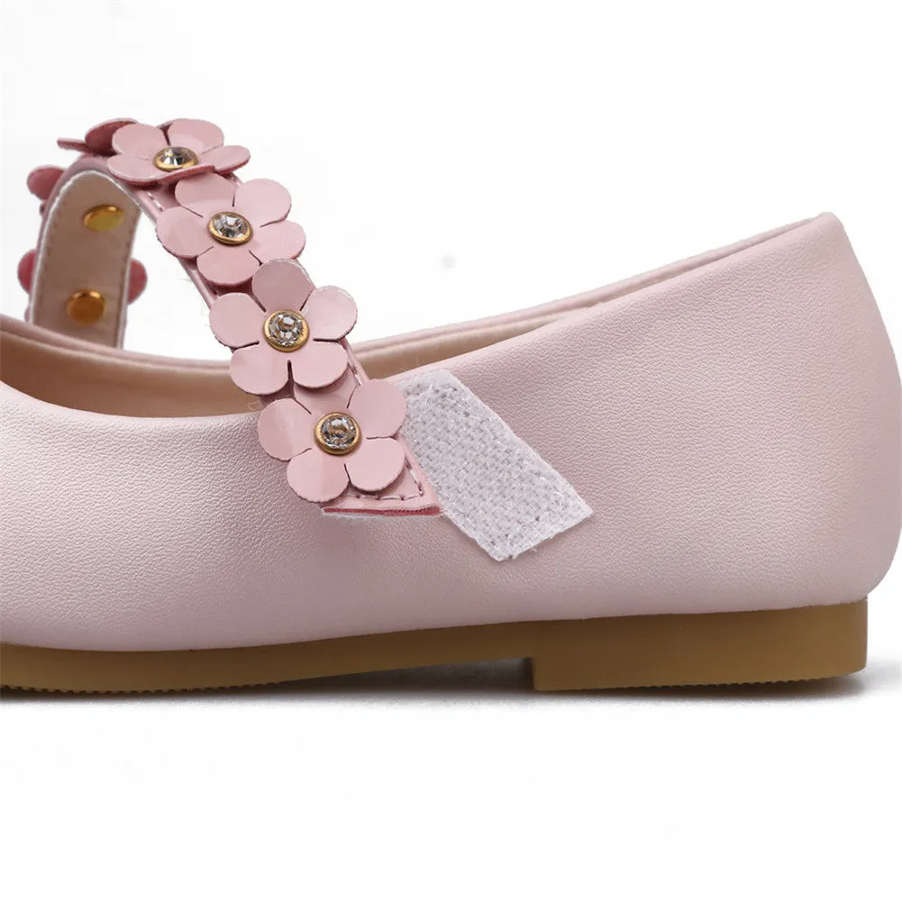 Girl's Flower Mary Jane Shoes Ballet Flats with Easy Strap (Toddler/Little Kid)